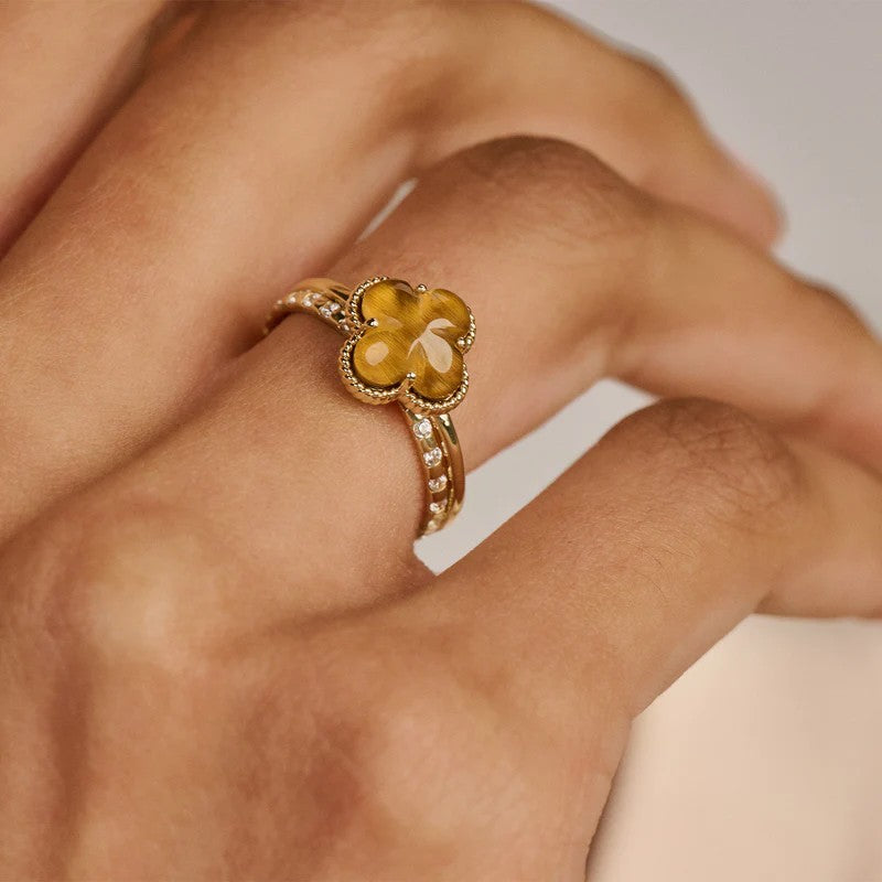 Blush Ring 14 kt Blush ring met Tijgeroog en Bergkristal – 1269YTQ