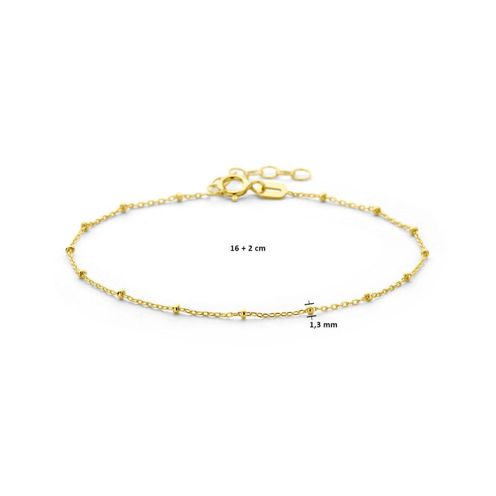 14 kt armband bolletjes 1,3 mm 16 + 3 cm