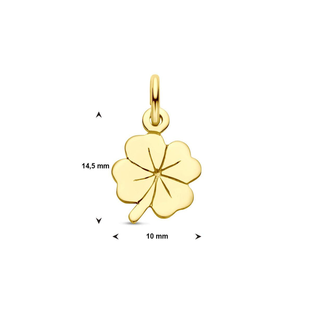 14 kt Klaverhanger graveerbaar 14.5 x 10 mm