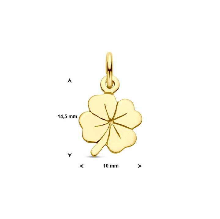 14 kt Klaverhanger graveerbaar 14.5 x 10 mm