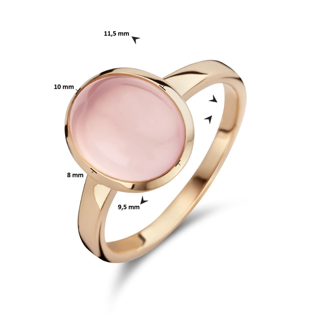 14 Karaat Roségouden Ring met Rozenkwarts – Maat 55