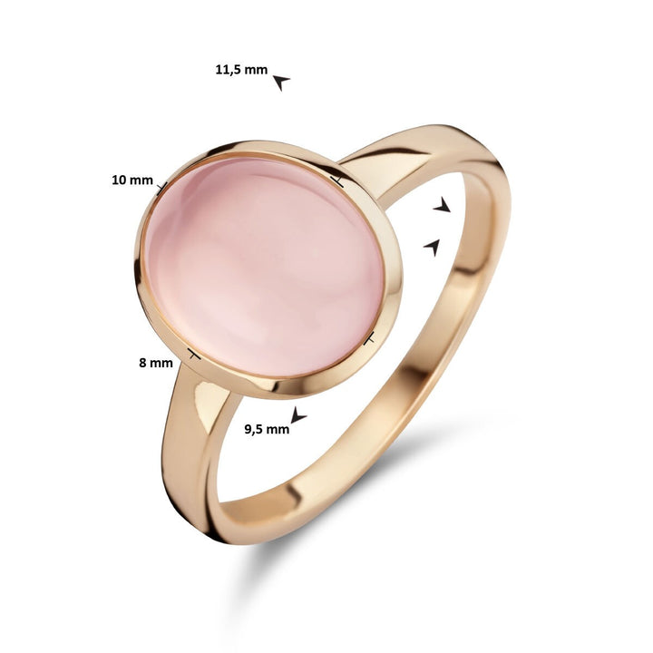 14 Karaat Roségouden Ring met Rozenkwarts – Maat 55