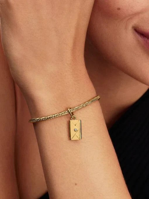 Pandora Graveerbare Envelop Hangende Bedel 764421C01 Verguld met Zirkonia