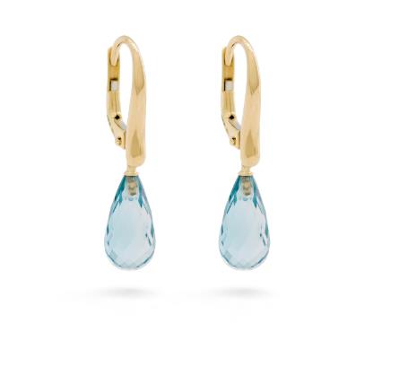 London Blue Topaas Druppelhanger in 14 karaat Geelgoud