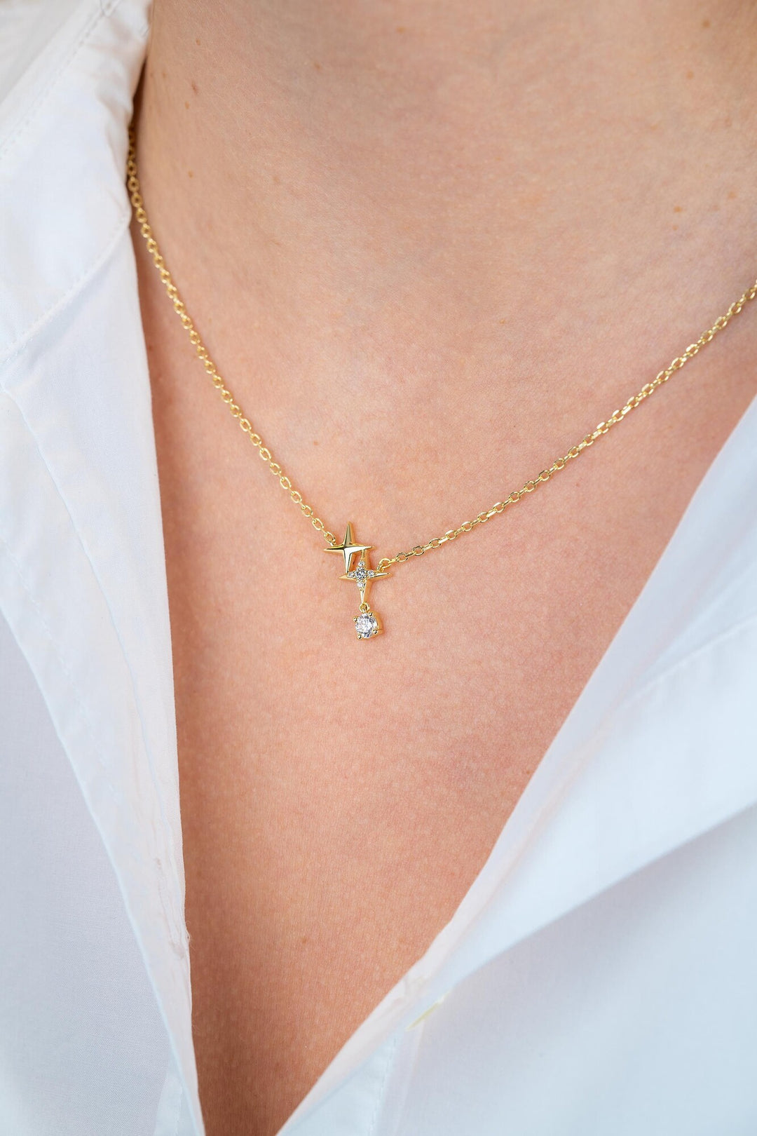 ZINZI goldplated zilveren ketting ‘sterrendans 42–45 cm ZIC2837