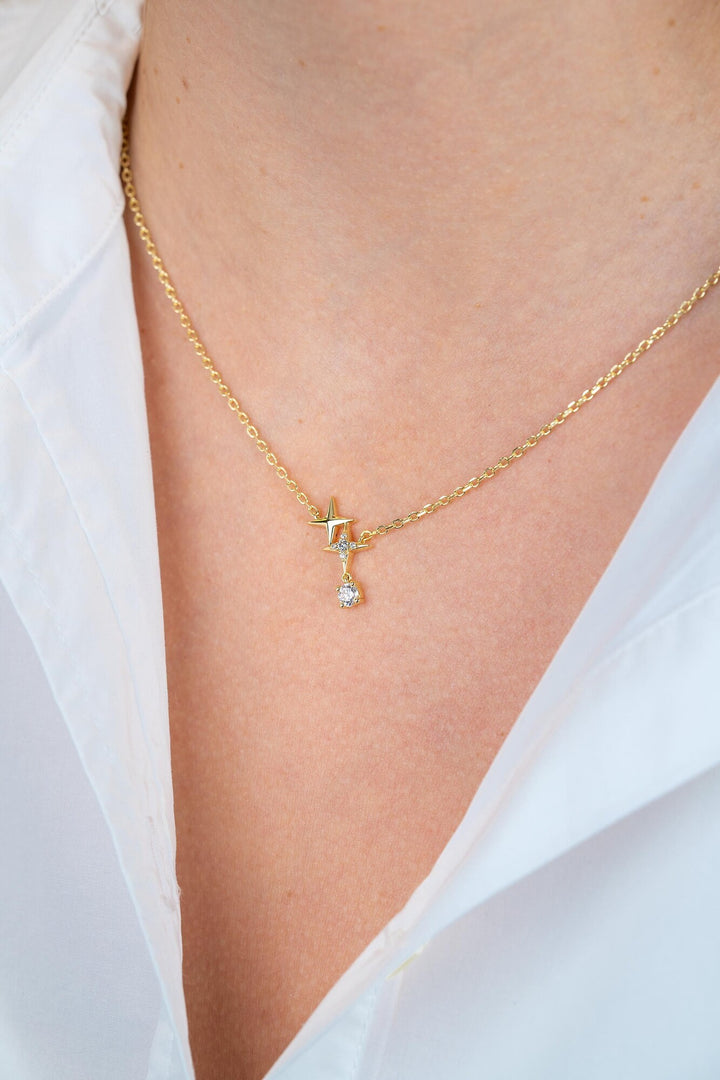 ZINZI goldplated zilveren ketting ‘sterrendans 42–45 cm ZIC2837