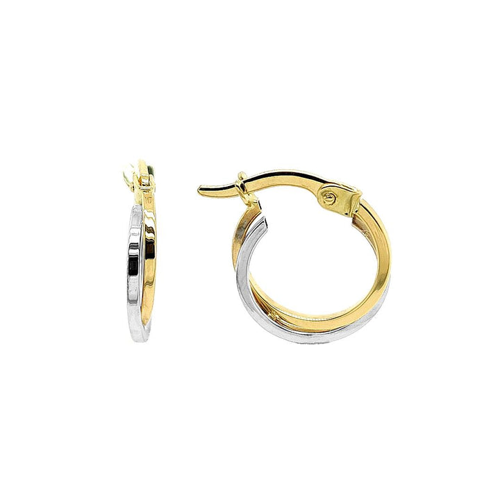 14 kt bicolor oorringen 14.8 & 2.1 mm breed