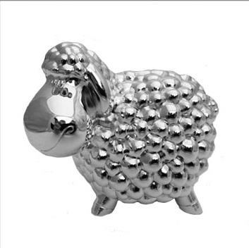 zilver gelakt schaap spaarpot WG-06287