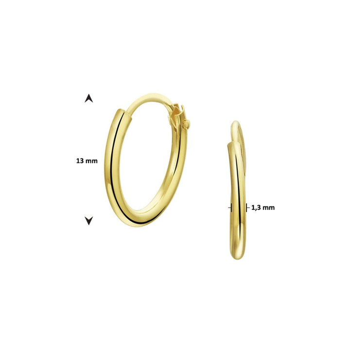 14 kt oorringen ronde buis 13 mm