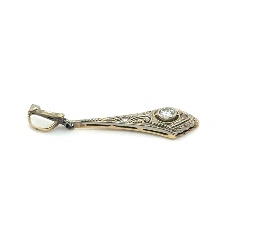 14 kt witgouden hanger art nouveau diamant 0.15ct