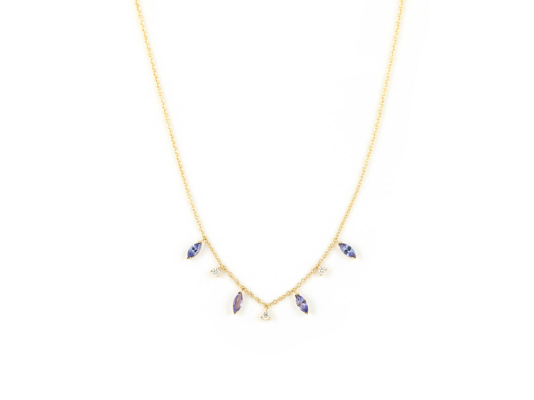 18 karaats collier 0.16ct diamant-1.04ct Tanzanite