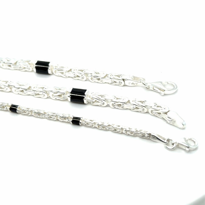 Zilveren Massieve Koningsschakel Armband 3 mm met Onyx – 18 cm