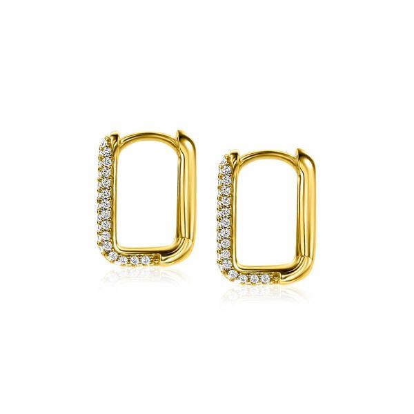ZINZI gold plated zilveren luxe oorringen 15x2mm rechthoekig
