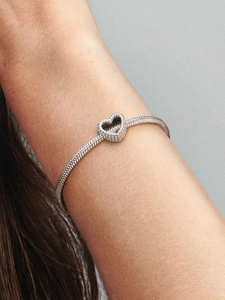 Pandora Beaded heart silver charm 797516