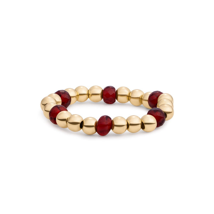 Sparkling Jewels Beaded Ring | Facet roundel Ruby SRI-G-RDL-G50