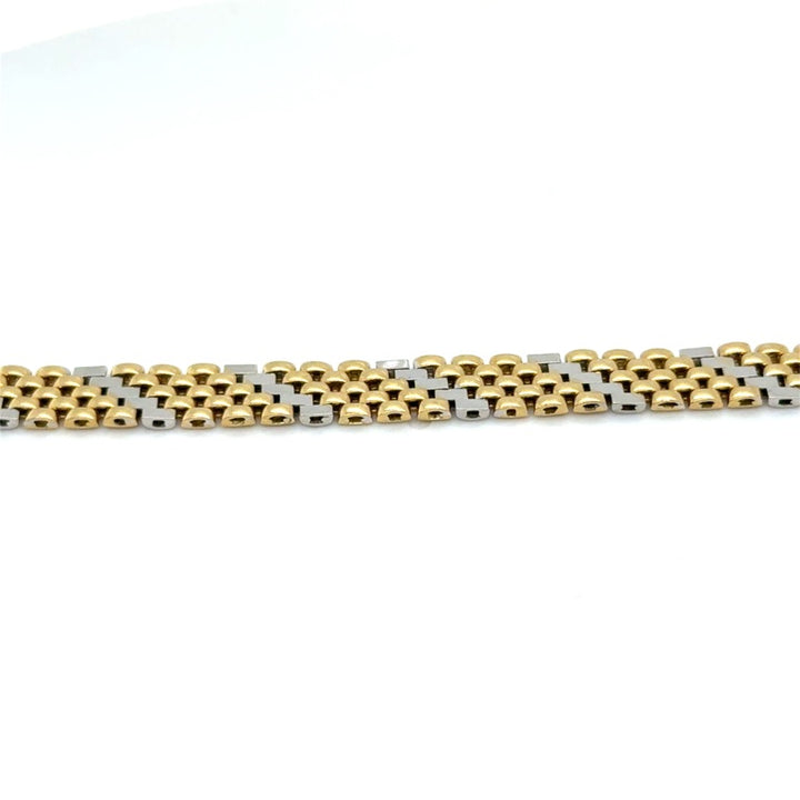 14 kt Bicolor Armband – Baksteen Schakel, 19 cm