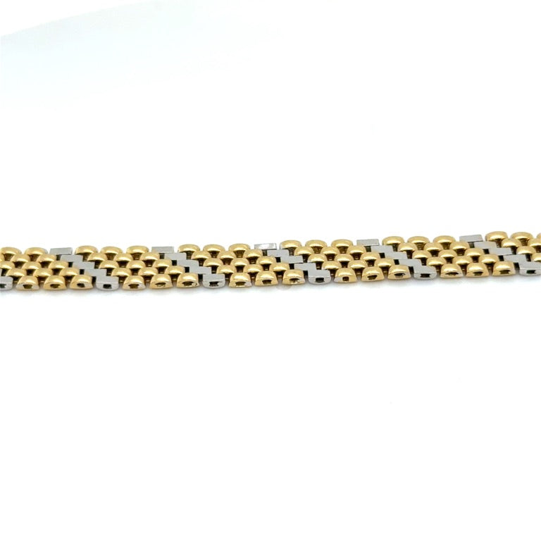 14 kt Bicolor Armband – Baksteen Schakel, 19 cm