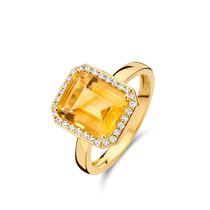 One More Etna ring in 18K geelgoud citrien en diamant 064514/JA