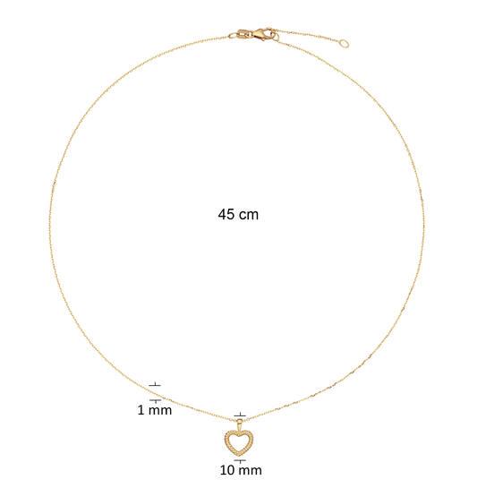 Collier - Hart - Anker - Goud - 45cm