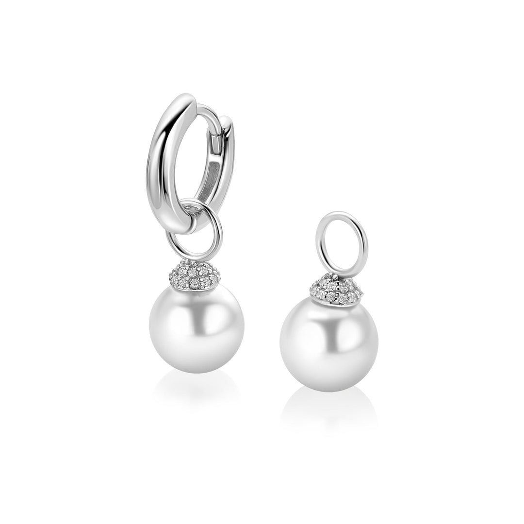 ZINZI zilveren oorbedels met parel en zirkonia – ZICH2823