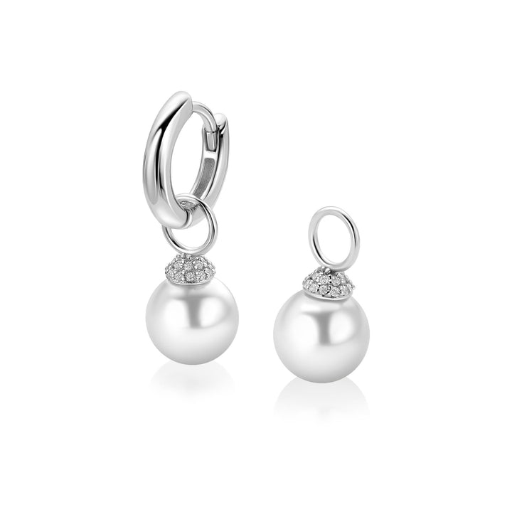ZINZI zilveren oorbedels met parel en zirkonia – ZICH2823
