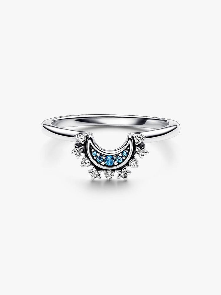 Pandora Hemels Blauwe Sprankelende Maan Ring Sterling Zilver 192675C01
