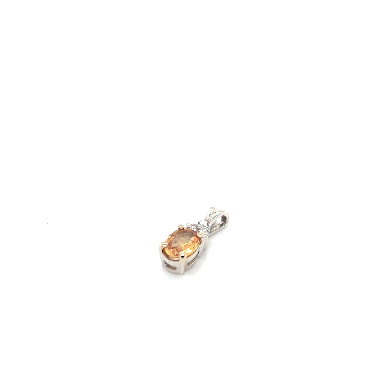 14 kt witgdn hanger citrien & diamant
