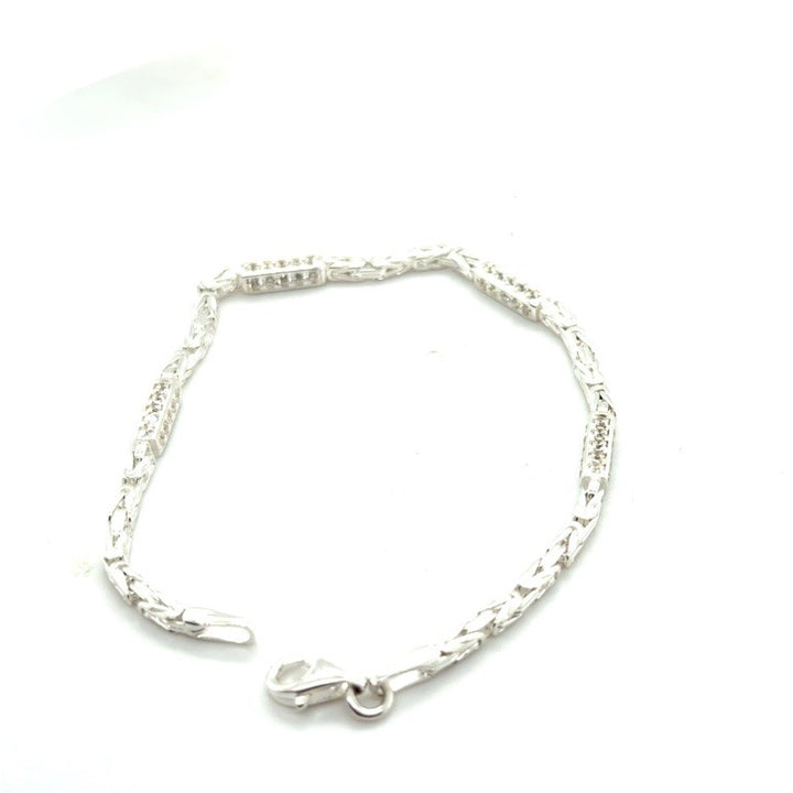 Zilveren Massieve Koningsschakel Armband met Zirkonia – 2,3 mm x 19 cm