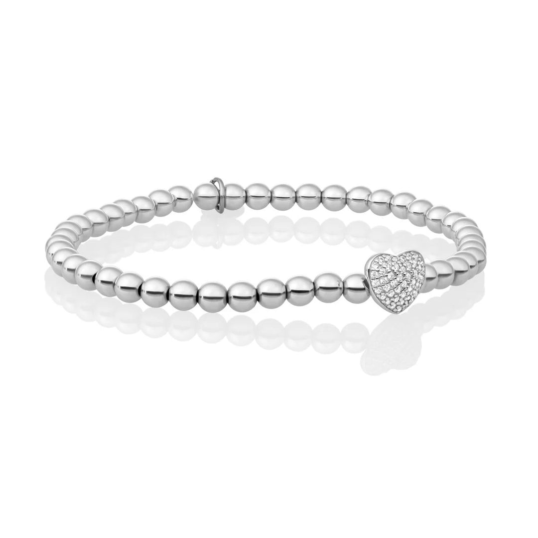 Bracelet | Heart Disc Silver - White CZ SB-S-4MM-HEART