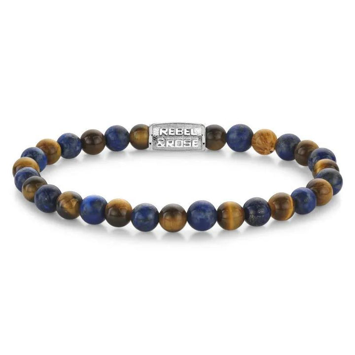 Rebel and Rose Mix Tiger Lapis 6mm RR-60133-S-M Armband.
