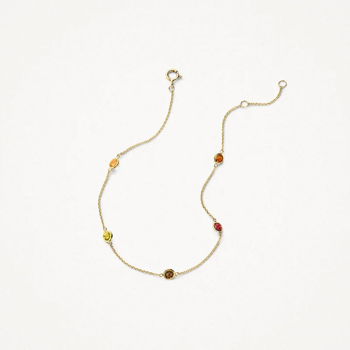 14 kt blush armband met Citrien en Rookkwarts bedels 2266YFC