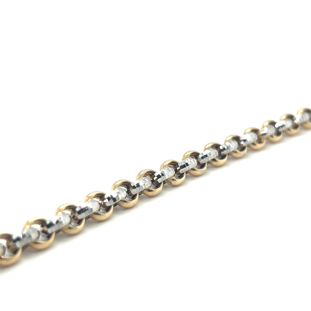 14 Karaat Bicolor Gouden Armband – Jasseron Geslepen Applique Facet 20 cm x 6,5 mm