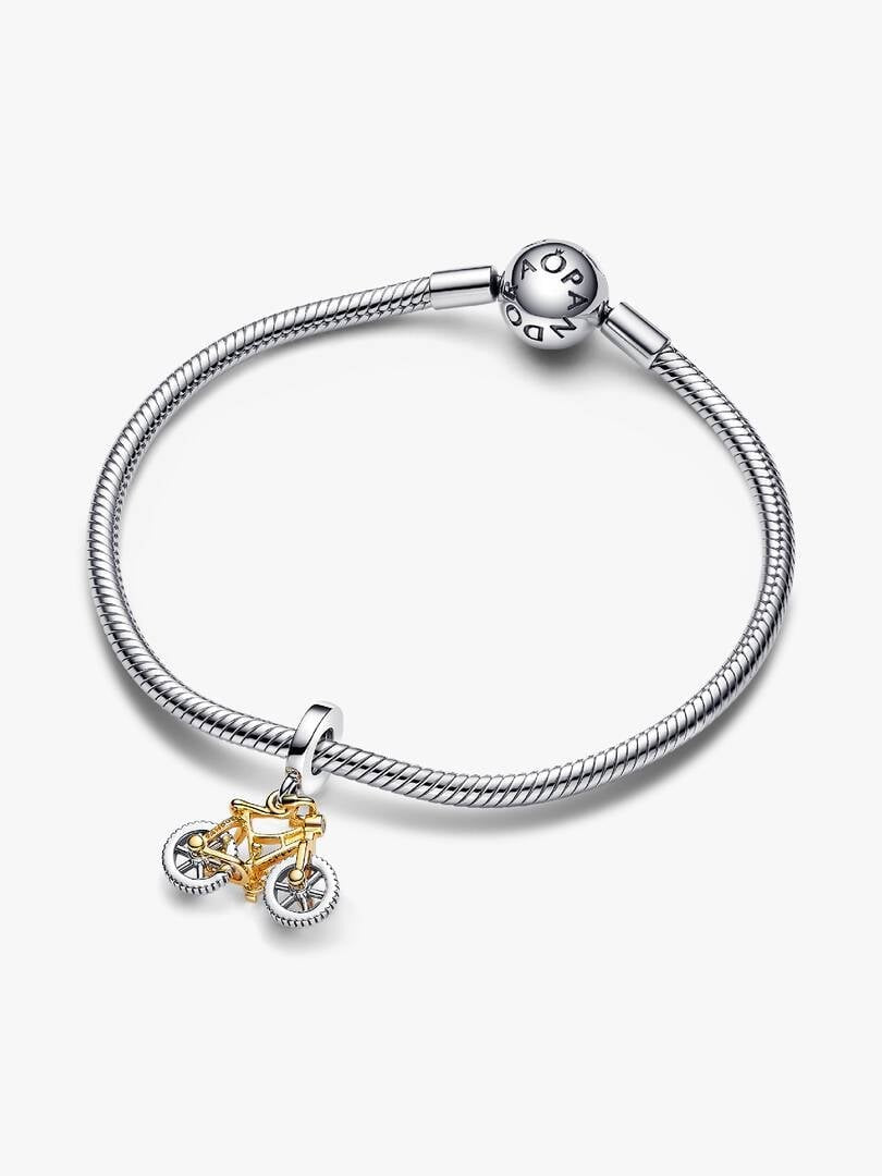 Pandora Tweekleurige Fiets Hangende Bedel met Draaiende Wielen 763354C01