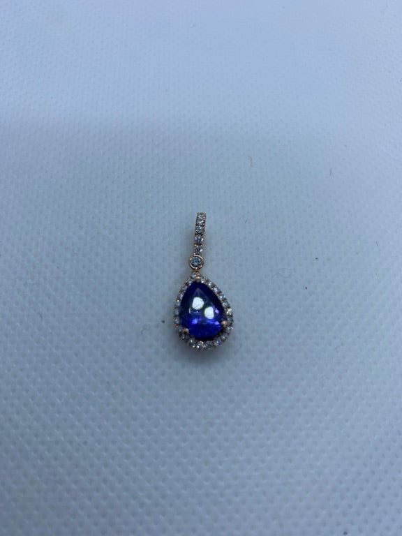 18 kt Tanzaniet hanger diamant
