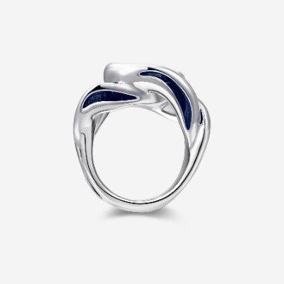 Pianegonda Amatum Chain Ring – 925 Sterling Zilver met Blauw Emaille