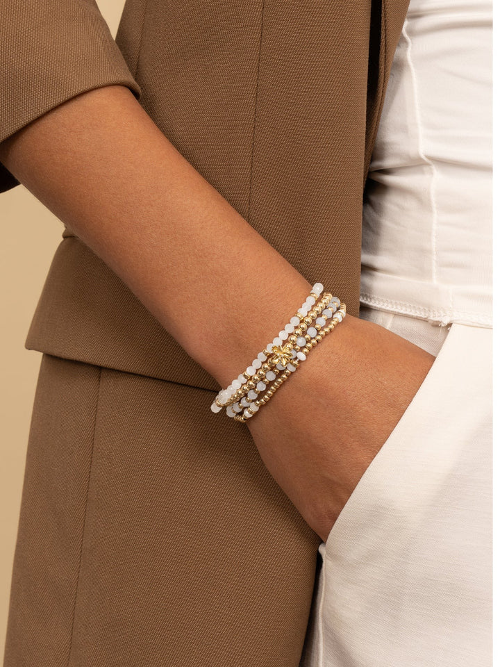 Sparkling Jewels Roundel Interstellar Armband Moonstone Gold Plated – SBG-GEM54-MIX-RDL