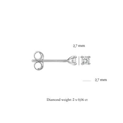 Oorknoppen 7601WDI - 14k Wit goud met Diamant