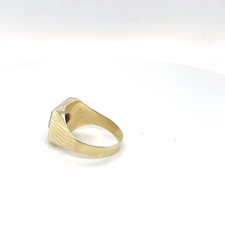 14 kt Gouden Ring met Onyx en Zirkonia – Occasion