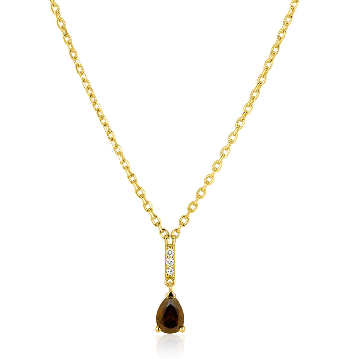 ZINZI goldplated ketting met bruine druppelsteen ZIC2804