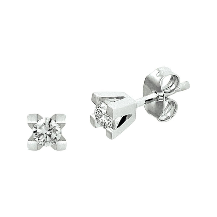 14 Karaat Witgouden Oorknoppen met Diamanten – 0,20 ct – H/Si