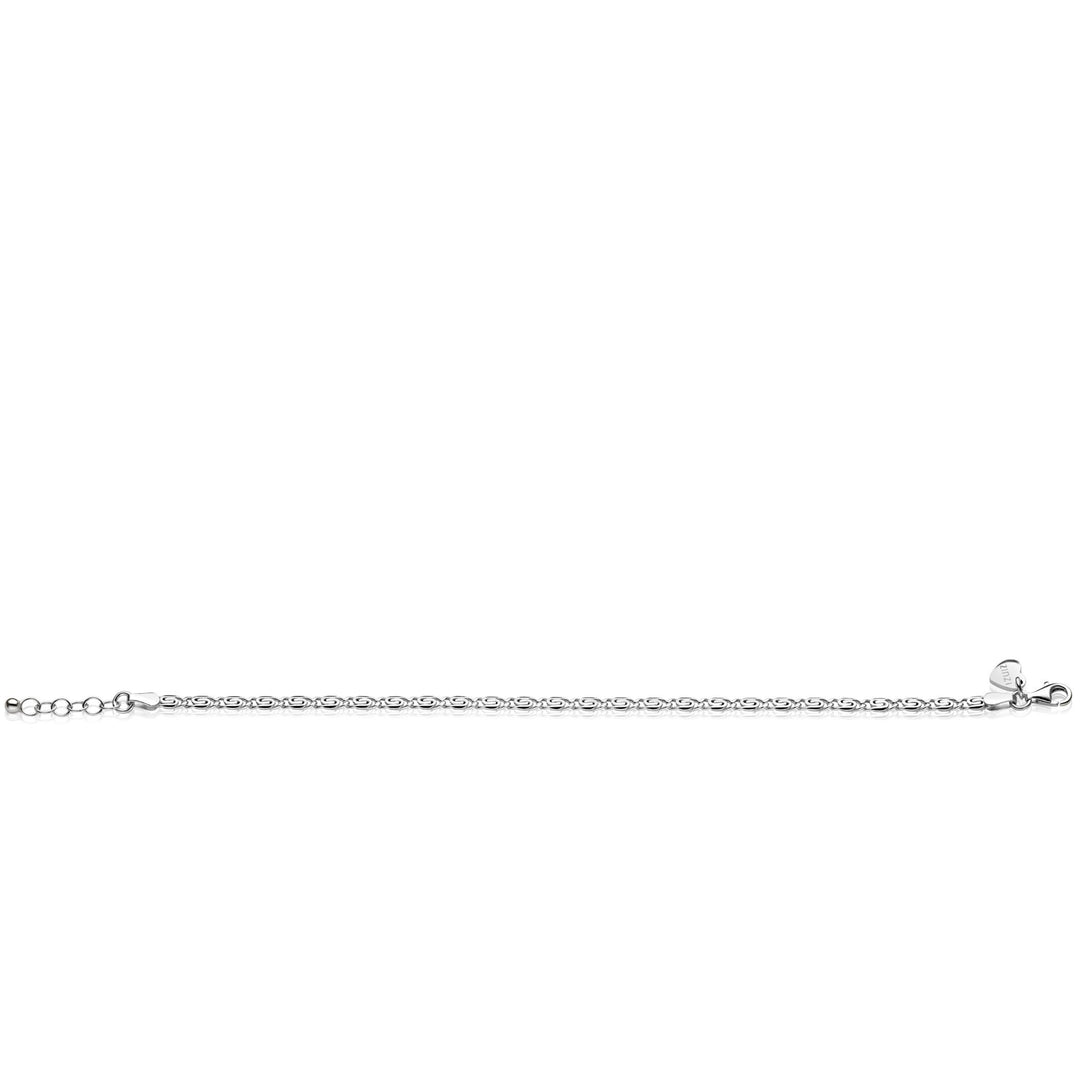 ZINZI zilveren scroll schakel armband (3mm breed) waarbij de schakels een dubbele krul/kronkeling maken 17-20cm ZIA2712