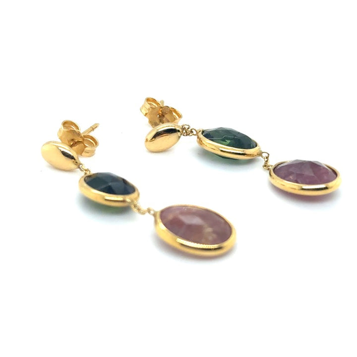 18 karaat geelgouden oorstekers met toermalijn 063101Q2