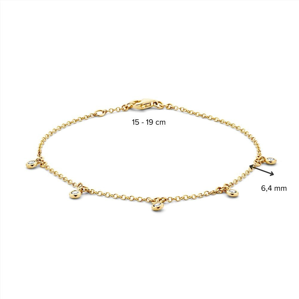 14 karaats geelgouden armband met diamant 0.21 ct