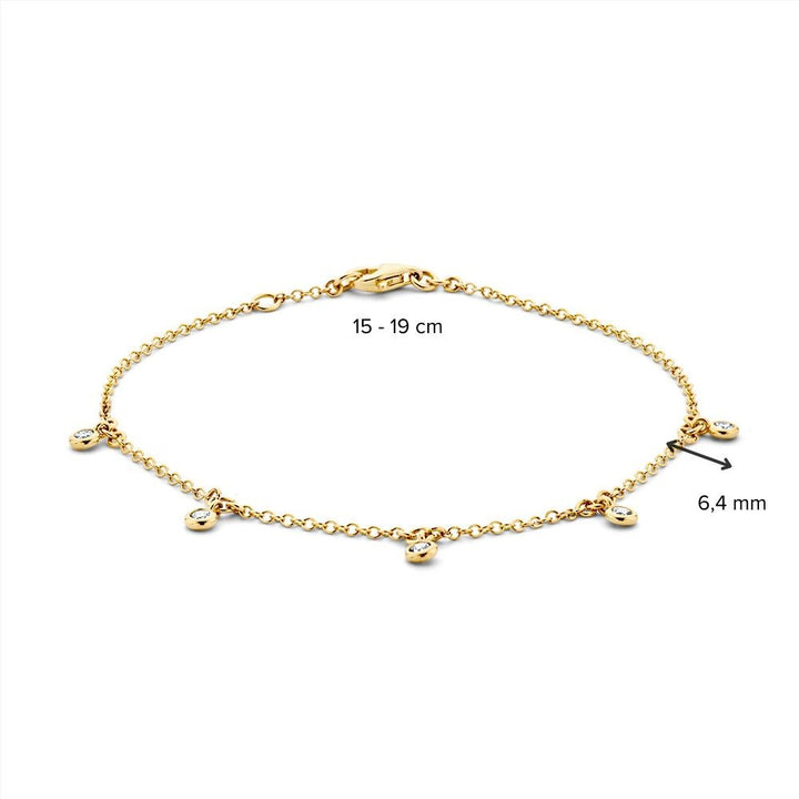 14 karaats geelgouden armband met diamant 0.21 ct