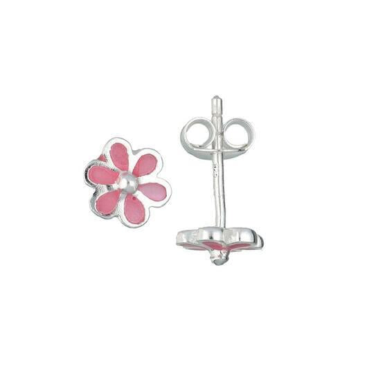 KINDEROORKNOPJES BLOEM - ZILVER - PARELMOER