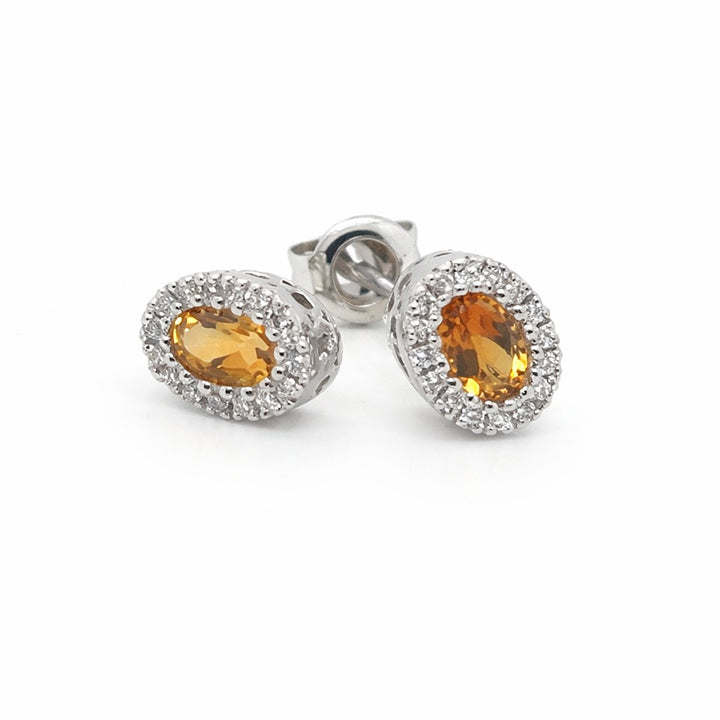14 kt Witgouden Ring met Citrien en Diamant Ajour