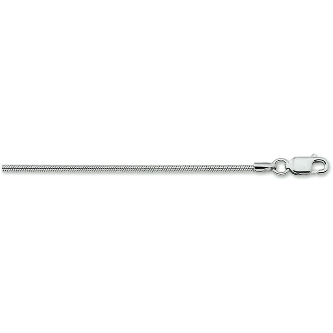 Zilver gerhodineerd collier slang rond 1,4 mm 42cm