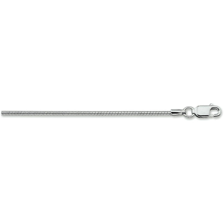 Zilver gerhodineerd collier slang rond 1,4 mm 42cm