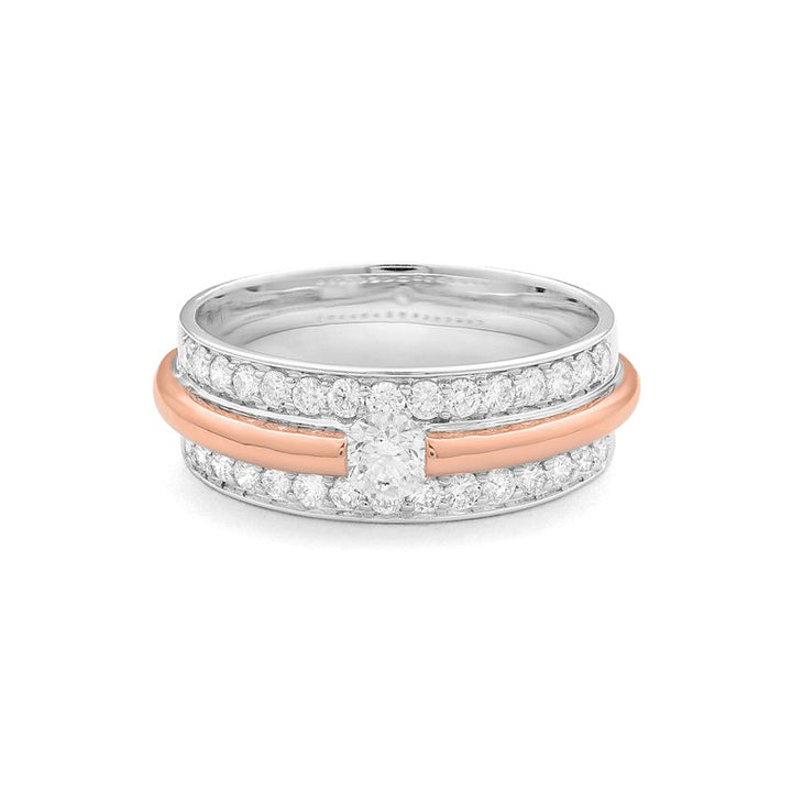 14 Karaat Bicolor Gouden Ring met Diamanten 0,80 ct