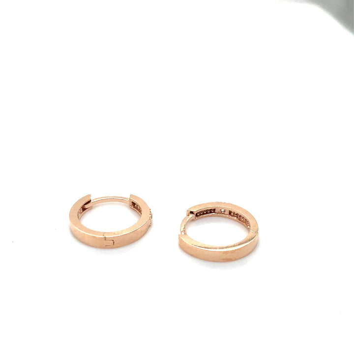 14 kt oorringen rose 2 x 0.025 diamant W/Vsi